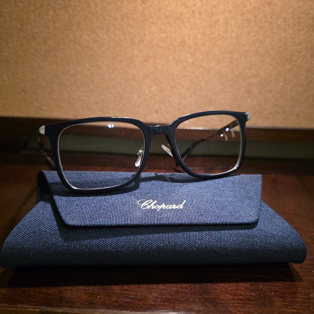 Chopard Dark Blue Eyeglasses Wood Grain/Solid White Gold VCH384